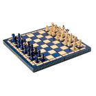 SUNRISE CHESS & GAMES Jeu d'échecs PEARL Blue en bois de hêtre, de taille moyenne (36 x 36cm) - Ensemble Complet couleur bleue