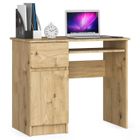 Bureau d'ordinateur AKORD gauche PIKSEL Chêne Artisan 90 cm 1 porte 1 tiroir façade Chêne Artisan 3 étagères 90x50x77 cm