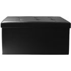 Coffre Banc Pliable en PU Noir - HOME DECO FACTORY - Design Capitonné - Rangement Optimisé