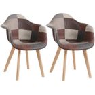 BenyLed Lot de 2 Chaises de Salle à Manger Fauteuils D'appoint avec Faux Cuir , Chaises de Salon avec Assise Rembourrée, Brun