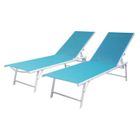 Bain de soleil pliant - HAPPY GARDEN - SICILIA - Dossier inclinable - Textilène bleu - 2 personnes