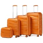 Kono Set de 4 Valises de Voyage (34/55/66/76cm) Rigide Valise Cabine à roulettes et Serrure TSA & Portable Vanity Case, Orange