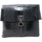 OH MY BAG Sac à main en cuir italien façon croco COQUETTE E.L. Noir