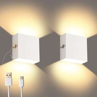 Lightess Appliques Murales LED, Sans Fil, Batterie, Tactile 3 Niveaux, Magnétiques, Orientables, Blanc Chaud | Lot de 2