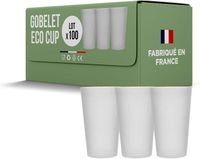 100 Gobelets Ecocup Réutilisables 30cl MADE IN FRANCE - Plastique Polypropylène Rigide - Couleur Givrée