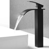 Robinet de salle de bain noir, robinet d'évier d'eau chaude et froide, robinet d'évier rectangulaire, taille: 30*15*4.5 cm tmt