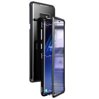 Coque Galaxy Note 9, Étui Adsorption Magnétique Double face Verre trempé Couverture pour Samsung Galaxy Note 9 -Noir + noir