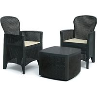 Salon de jardin extérieur ProGarden Tree - Anthracite - 2 fauteuils coussins table rotin