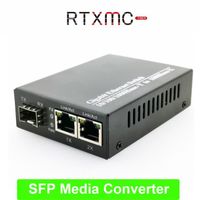 Switch réseau,Convertisseur de média Fiber optique SFP vers RJ45 Gigabit,2 ports Ethernet 1000M,émetteur-récepteur[B195253237]