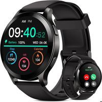 Blackview Montre Connectée Femme Homme avec Répondre/appeler, IP68, Sommeil ,Podomètre, 1.43" Montre Sport Pour Android iOS, Noir