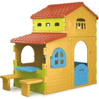 Maison Enfant FEBER - Grande Villa Colorée avec Table et Bancs