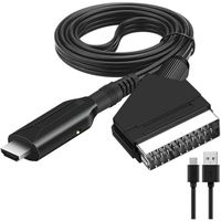 Convertisseur SCART vers HDMI, Adaptateur Peritel vers HDMI Audio Vidéo HD avec Câble USB pour Moniteur/Ordinateur/Projecteur/PC/TV