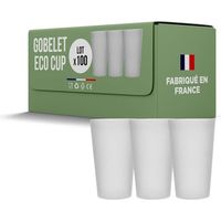 100 Gobelets Ecocup Réutilisables 30cl MADE IN FRANCE - Plastique Polypropylène Rigide - Couleur Givrée