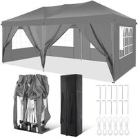 Tonnelle De Jardin Alpstorm 3x6 M Avec 4 Parois Latérales Fenêtrées - Toit PE étanche, Cadre Acier - Pour Fête, Marché, Camping - 10