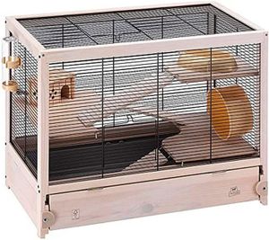 CLAPIER CLAPIER-noir Cage en Bois FSC pour Hamsters HAMSTERVILLE, Souris et Petits rongeurs, Structure sur Plusieurs Niveaux, Accessoires