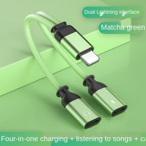 CÂBLE TÉLÉPHONE Vert matcha-Adaptateur 2 en 1 pour iPhone X-XS-MAX