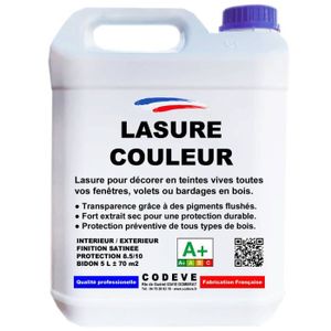PEINTURE - VERNIS Lasure Couleur - Pot 5 L   - Codeve Bois - Bleu