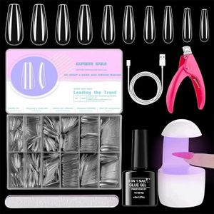 KIT FAUX ONGLES Kit Nail Tips And Glue Gel, 500 Pièces Faux Ongles
