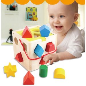 CUBE ÉVEIL  Cube D'activité en Bois Cube De Tri De Formes Jeu Cubes en Bois  Jouets éducatifs pour Bébé Jouet enfant, 0~3 ans, 14.5*14.5*14.5cm