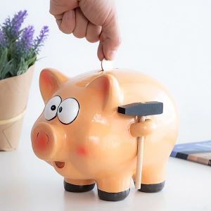 Tirelire en C/éramique Design Petit Cochon Mots Humour pour des Bonbons Blanc Promobo
