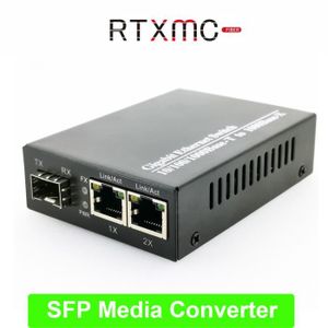 SWITCH - HUB ETHERNET  Switch réseau,Convertisseur de média Fiber optique SFP vers RJ45 Gigabit,2 ports Ethernet 1000M,émetteur-récepteur[B195253237]