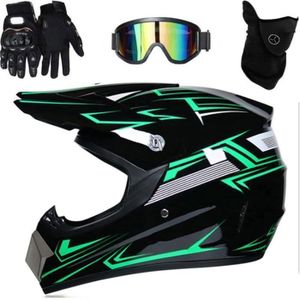 CASQUE MOTO SCOOTER Casque Moto Cross Adult avec lunette Casque Casque Couverture pas Intégrale-Adult Casque 1 paire de gants 