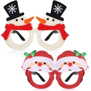 JeVenis Lot de 8 pièces Lunettes de Noël Lunettes de fête de Paillettes de Noël chapeau de père noël accessoires de cabine de photo de noël pour fournitures de fête de noël faveurs de fête de noël 