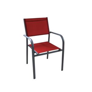 FAUTEUIL JARDIN  Lot de 6 fauteuils Duca - graphite / rouge
