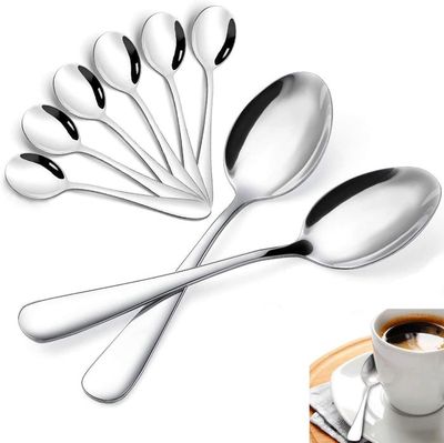 Cuillères à Café En Acier Inoxydable - Lot De 8 - Mini Cuillères Rondes Pour Café, Thé, épices - Finition Polie, Facile à Nettoyer