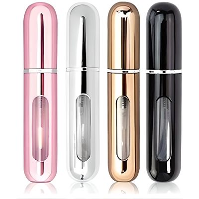 4 Mini Vaporisateurs De Parfum Portables Rechargeables - 5 Ml Chacun, En Aluminium, Coloris Assortis, Pour Voyage - 11