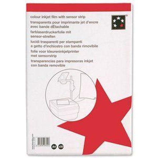 5 Etoiles ETL-907824 907824 Bo/îte de 50 transparents pour Imprimantes laser PVC Incolore