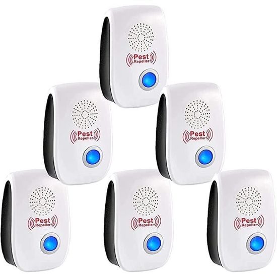 Répulsif à Ultrasons Anti-rongeurs Et Insectes (6 Pièces) - Sans Produit Chimique, Pour Intérieur, Jusqu'à 1200 M²