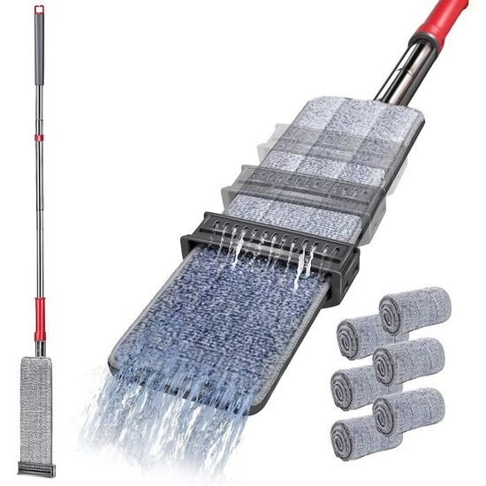 Balai Twist Microfibre - Tête Rotative 360°, Manche Télescopique - Pour Sols Carrelage, Parquet, Lino - Ultra-absorbant