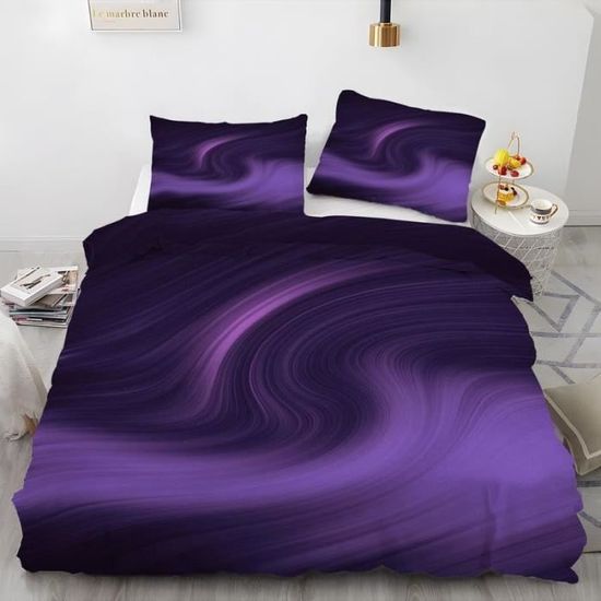 Housse De Couette 140X200 Violet Parure De Lit 2 Personnes Sets De