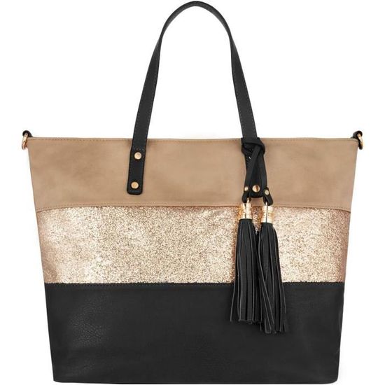 Grand Sac Fourre-tout Femme Patchwork Multicolore En Simili Cuir - 30x26x10 Cm - Bandoulière