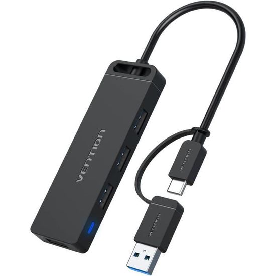 Hub USB VENTION 4 Ports Multi USB Multiple pour PC Multiport USB pour PC  (avec Alimentation) Compatible avec MacBook Mac Mini/Pro, Clés USB, Surface