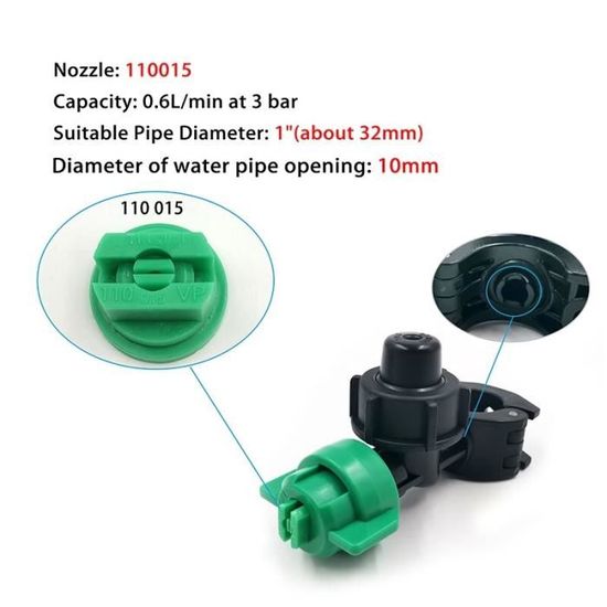 Lot De 5 Buses De Pulvérisation Ventilateur Plat - 1/8BSPT, Angle 110°, Orifice 1.1mm - PP - Pour Peinture Ou Lubrification