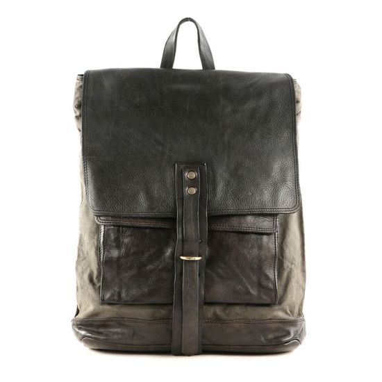 Sac à Dos En Cuir CAMPOMAGGI Vert Olive Militaire Pour Ordinateur Portable - Unisexe