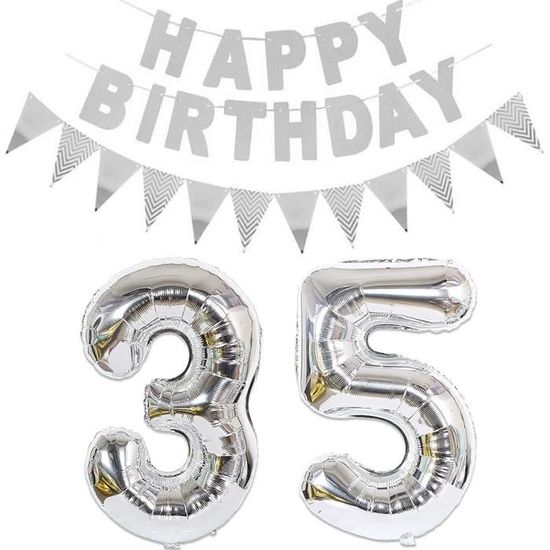 Ballons Chiffre 30 Or + Guirlande Happy Birthday + Bannière Ballon En