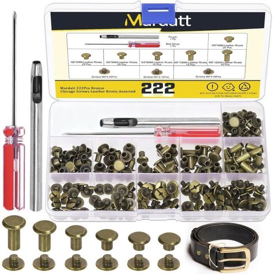 Mesee Lot de 400 œillets en cuir avec outils de fixation, 5 mm de Mesee Lot de 400 œillets en cuir avec outils de fixation, 5 mm de