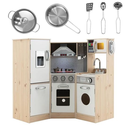 Cuisine Enfant En Bois Avec 17 Accessoires - Dès 3 Ans - Multicolore