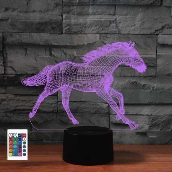 Lampe De Chevet 3D En Forme De Cheval Avec Télécommande