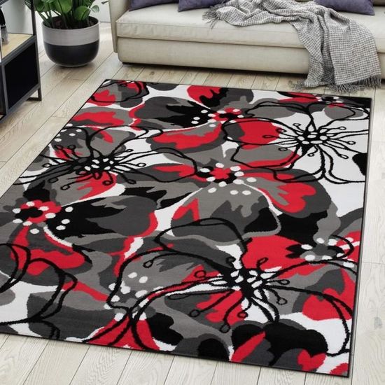 Tapis Moderne 160x210 Cm - Gris/Rose - Motif 3D Tear Drop - Qualité Luxe Tissé