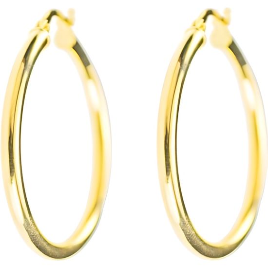Boucles D'oreilles Créoles Fines 4cm Plaqué Or 18 CARATS Bijoux Femme