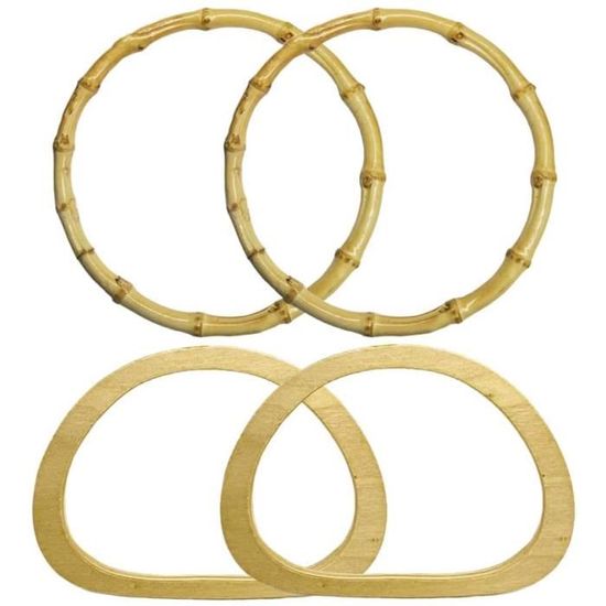 2 Poignées En Bambou Pour Sacs - Anses Sac à Main Naturelles - Remplacement DIY - Style Bohème Écologique