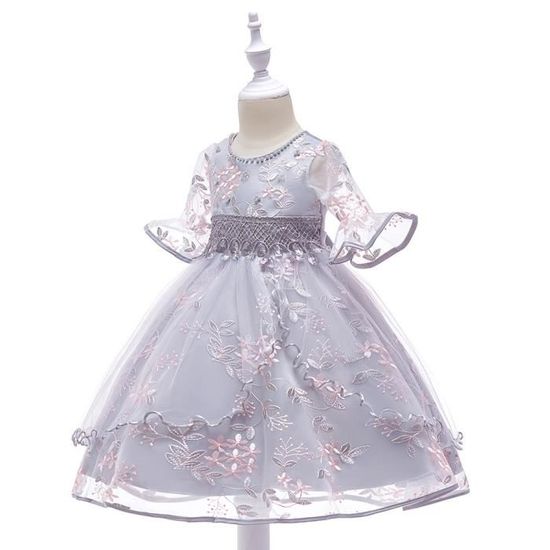 Robes de fille de fleur vintage pour soirée de mariage enfants princesse fête concours longue robe