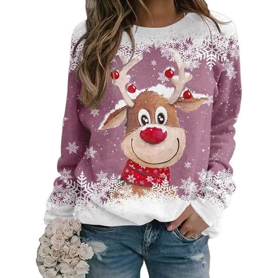 Pull De Noël Moche Et Rigolo Pour Femme - Manches Longues, Col Rond, Motifs Festifs Multicolores 2025