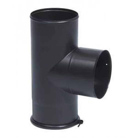 Té équerre De Fumisterie TEN – Acier émail Noir Mat – Diamètre 125 Mm – Neuf