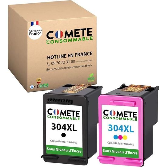 Cartouches D'encre ONLYU 304XL Compatibles HP - 1 Noir + 1 Couleur, Pour DeskJet 2620/3760 Et Envy 5010/5030 Etc.