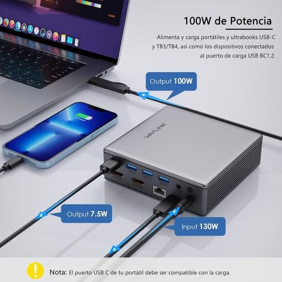 Station D'accueil USB-C 16 En 1 MOKiN - 3 HDMI 4K, 100W PD, Ethernet - Pour MacBook/Lenovo